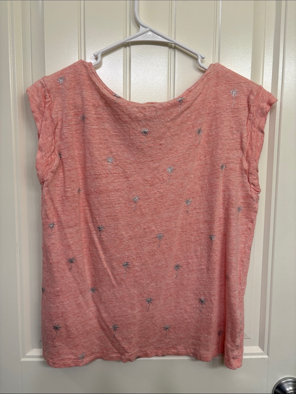 Tommy Bahama Coral Short Sleeve Tee with Silver Palm Trees 100% linen - Picture 6 of 9